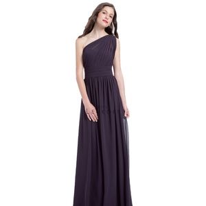 Bill Levkoff Plum Bridesmaids One-Shoulder Dress